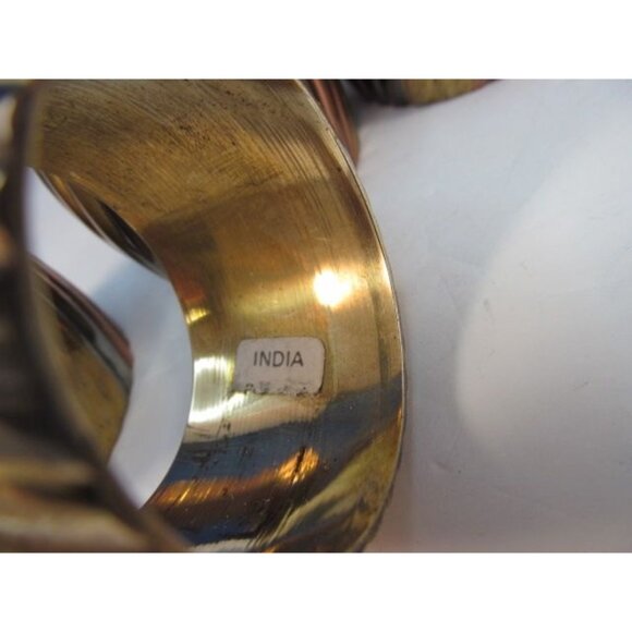 Vintage Brass Copper Silver Ribbed Napkin Ring Holders Set of 6 - Picture 7 of 13